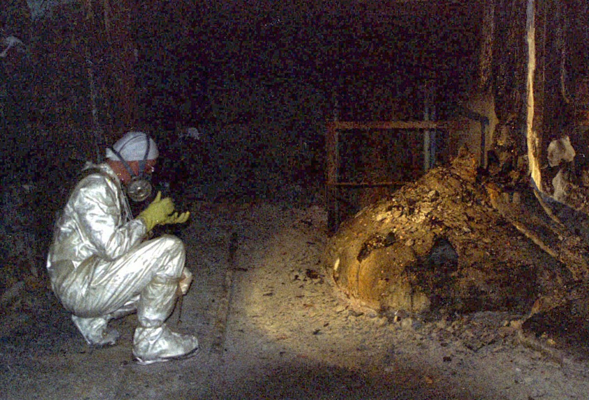 The Elephants Foot of the Chernobyl disaster. Photo was taken later after the radiation weakened. 