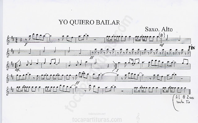  Partitura de Yo quiero Bailar toda la noche de Sonia y Selena partitura para saxofón (alto Alto saxophone Music Score) SAXOPHONE sheet music