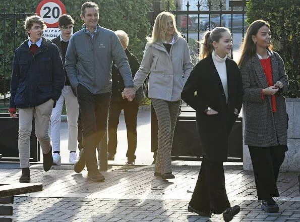 Infanta Cristina, Inaki Urdangarin and their children Irene, Pablo, Miguel and Juan attended Christmas Day Service