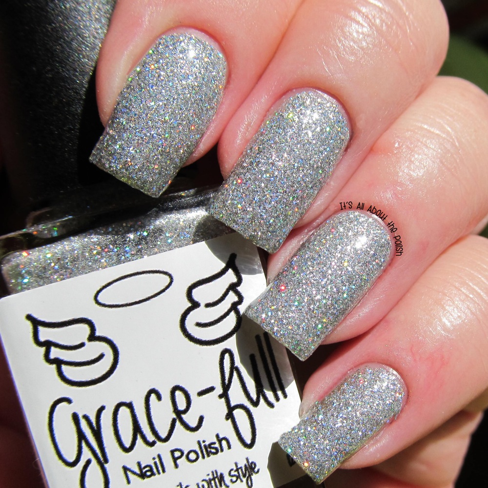 Silver nail polish with glitter