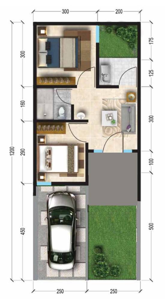 Model Rumah Minimalis 5x12 Komplit Dengan Anggaran Biaya - DESAIN RUMAH