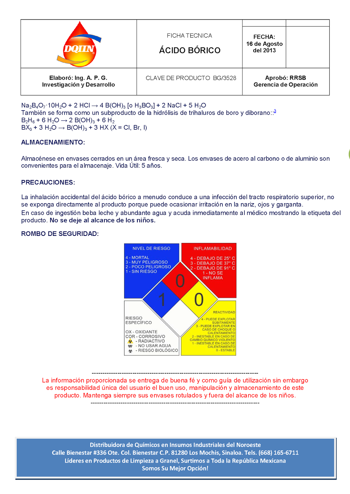 DQIIN Boric Acid Safety Data Sheets