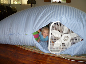 blow up fort with fan