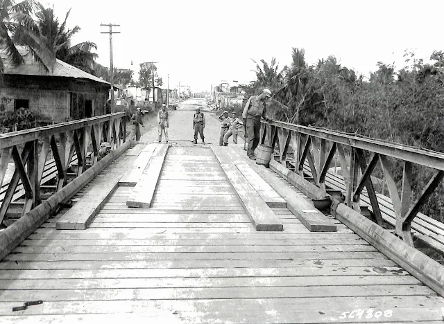 A Bailey bridge built in Lipa by the US Army.  Image source:  United States National Archives.