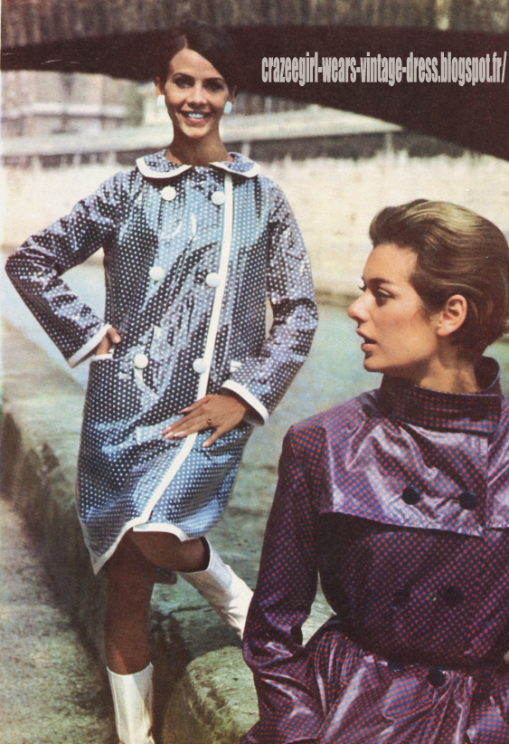 Raincoat - 1966 polka dot dotted vinyl pvc rain coat 60s 1960  