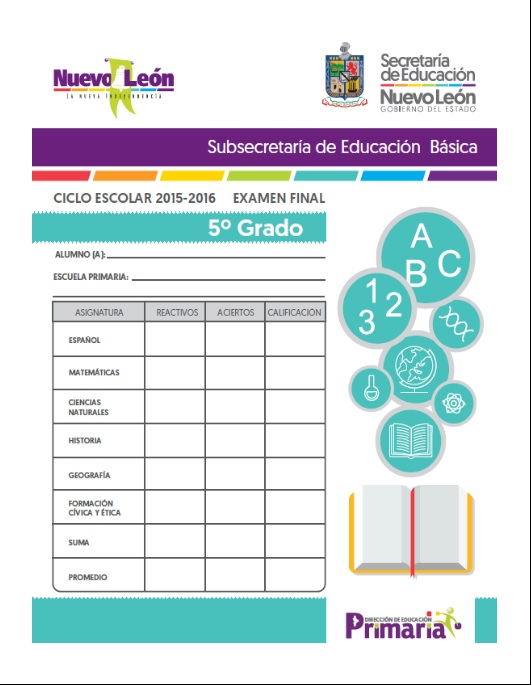 Examen de 5° primaria quinto bimestre en formato Word