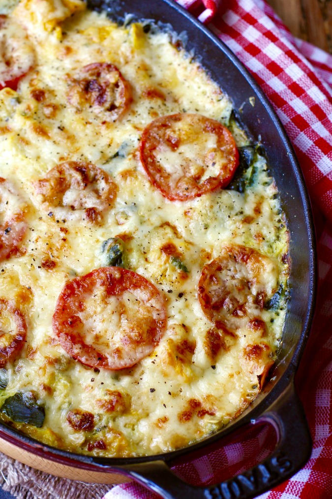 This Zucchini Tomato Gratin is one of my favorite summer dishes. It is really easy to make, and is a great way to use up all of your summer squash bounty. 