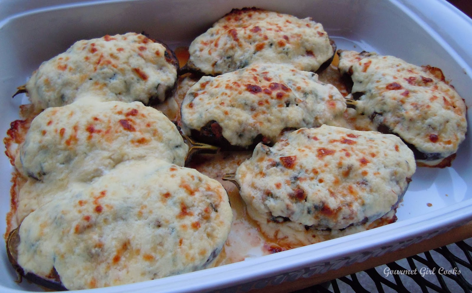 Gourmet Girl Cooks Stuffed Eggplant Florentine