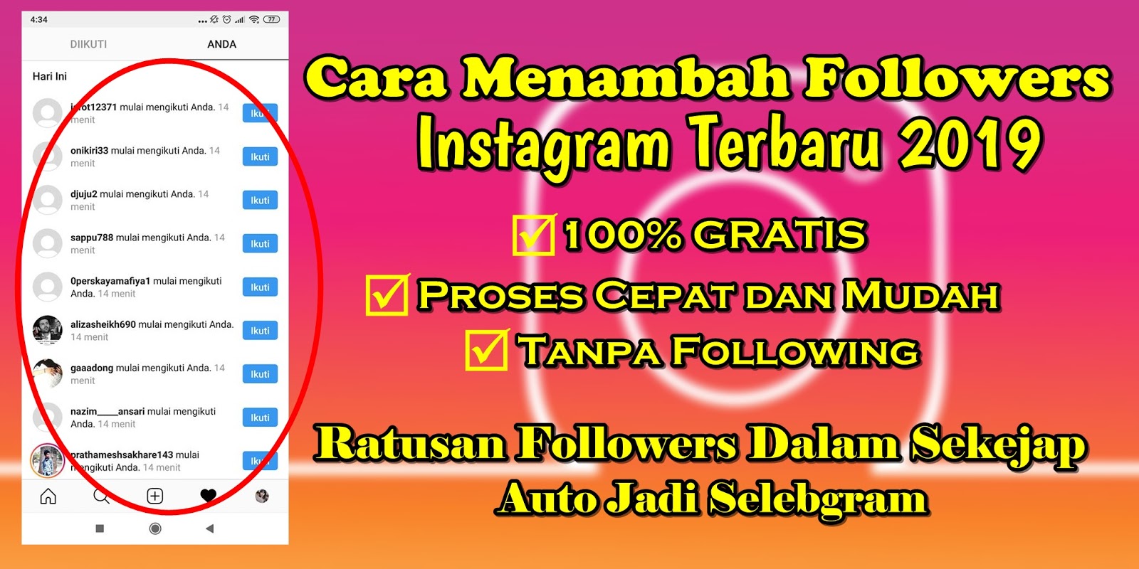 Cara Menambah Followers Instagram Gratis Terbaru 2019 Cepat dan Mudah
