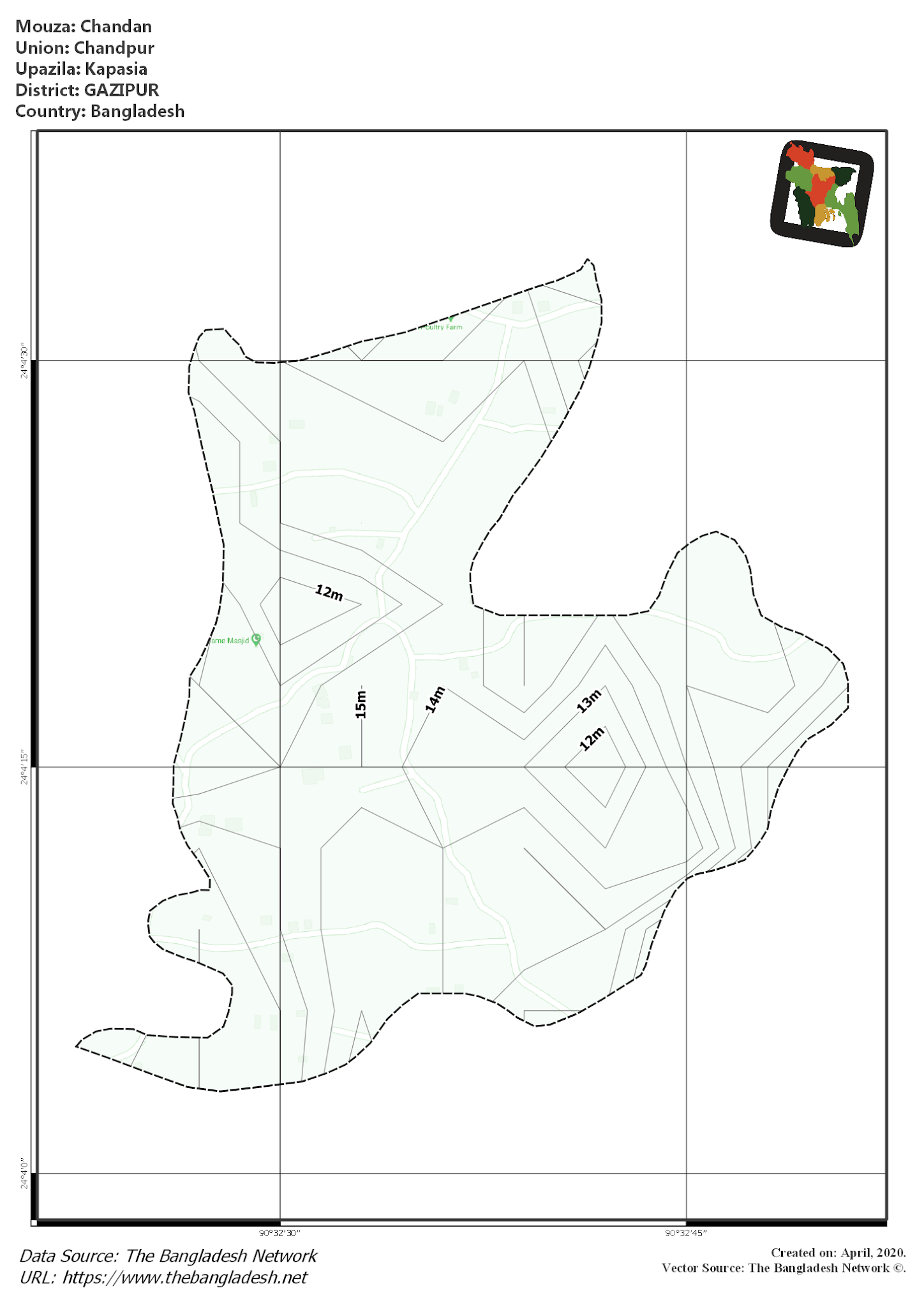 Map of Chandan Mouza of Kapasia Upazila, GAZIPUR Map of Chandan Mouza of Kapasia Upazila, GAZIPUR, Bangladesh.