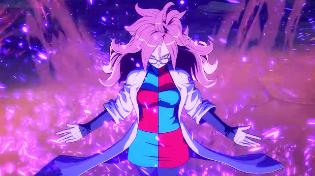 Android 21 base form Dragon Ball FighterZ Android 21 base form red neon blue dress Nintendo Switch Joy-Con
