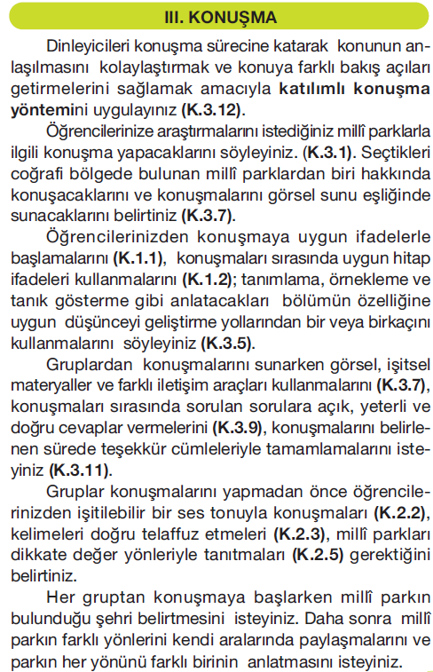 6. SINIF TÜRKÇE KONUŞMA BECERİSİ ETKİNLİK İNCELEMESİ: 2014