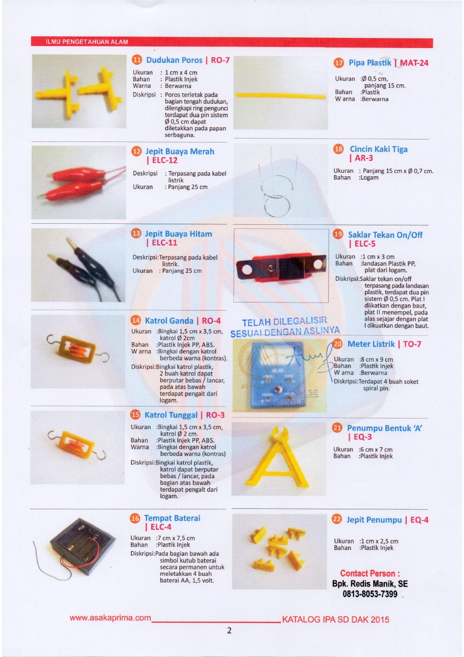 Alat Peraga IPA SD RAB DAK SD 2016 Produsen Alat