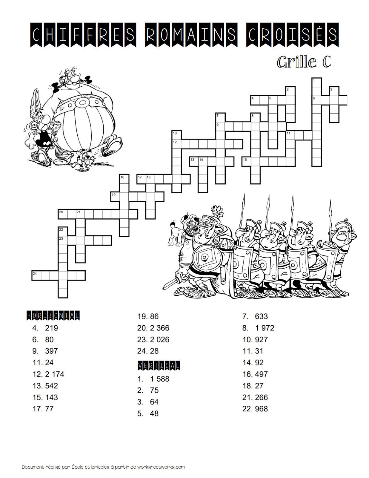 École et bricoles Chiffres romains croisés École et bricoles Chiffres romains croisés