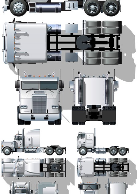 Quality Graphic Resources: Hi-Detail Illustration of Semi Trucks