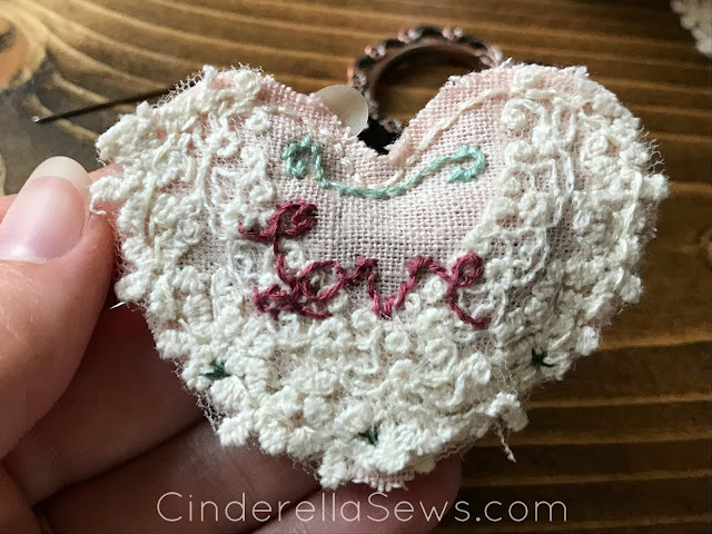 Make this miniature Love Sachet for a sweet Valentine's Day treat, scented decoration, or miniature pillow for dolls! #valentinesday #heartcrafts #dolls #sewingpattern #sewingproject #sewasoftie #plush #embroidery #textileart