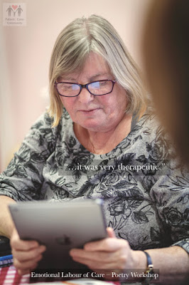 Emotional Labour of Care Poetry Workshop - Study Poetry workshop participant studying a poem