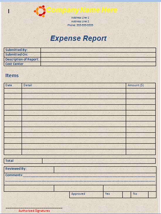 Microsoft Word Templates Free Expense Report Template