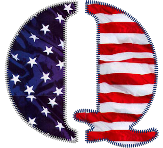 Abecedario con Bandera de Tela USA. Alphabet with USA Flag of Cloth. Falta la V.
