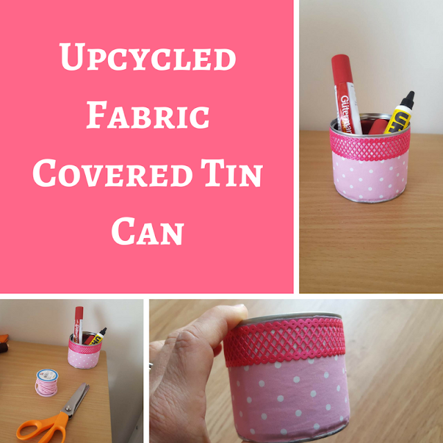 Upcycled fabric covered tin can