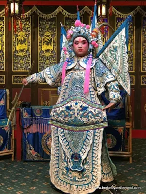 Sichuan Opera performer poses at Shu Feng Ya Yun Teahouse in Chengdu, China
