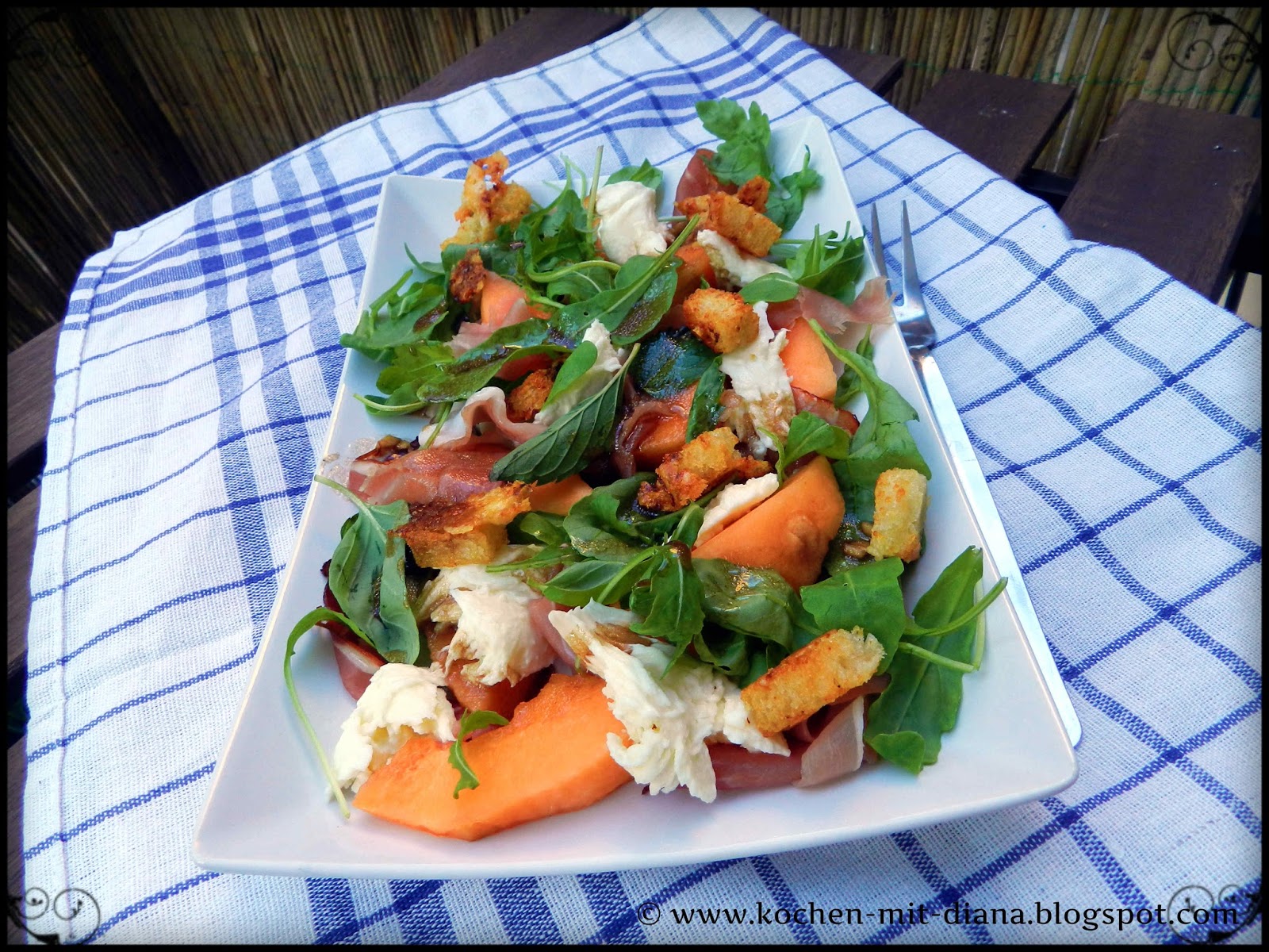 Mediterranean melon salad with parmesan croutons Cooking with Diana