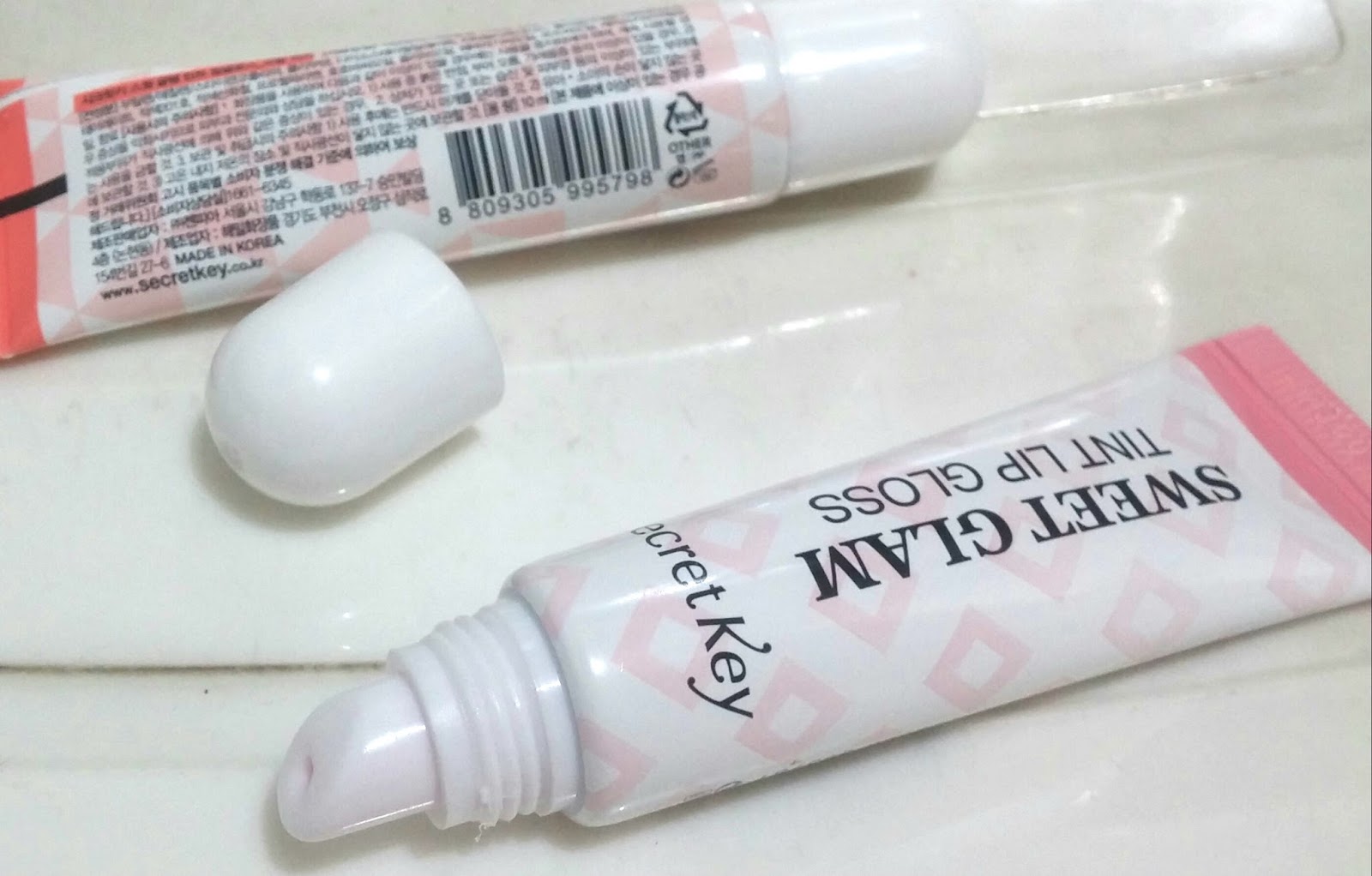 Secret Key Sweet Glam Tint Lip Gloss Milky Pink & Coral Peach