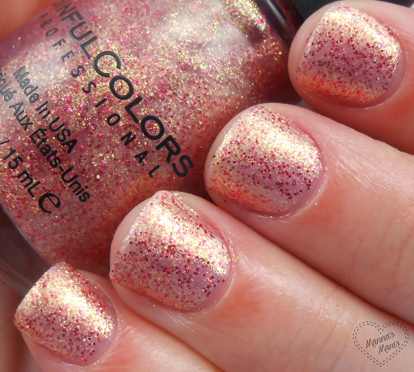 sinful colors glided, a shimmery gold and red nail polish