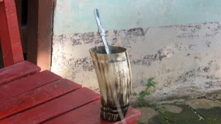 Traditional Paraguayan bombilla and guapa for terere/mate drink