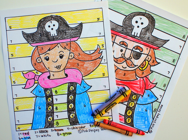 FREE Color By Number Pirate Printables (And book list!) | Pink Stripey