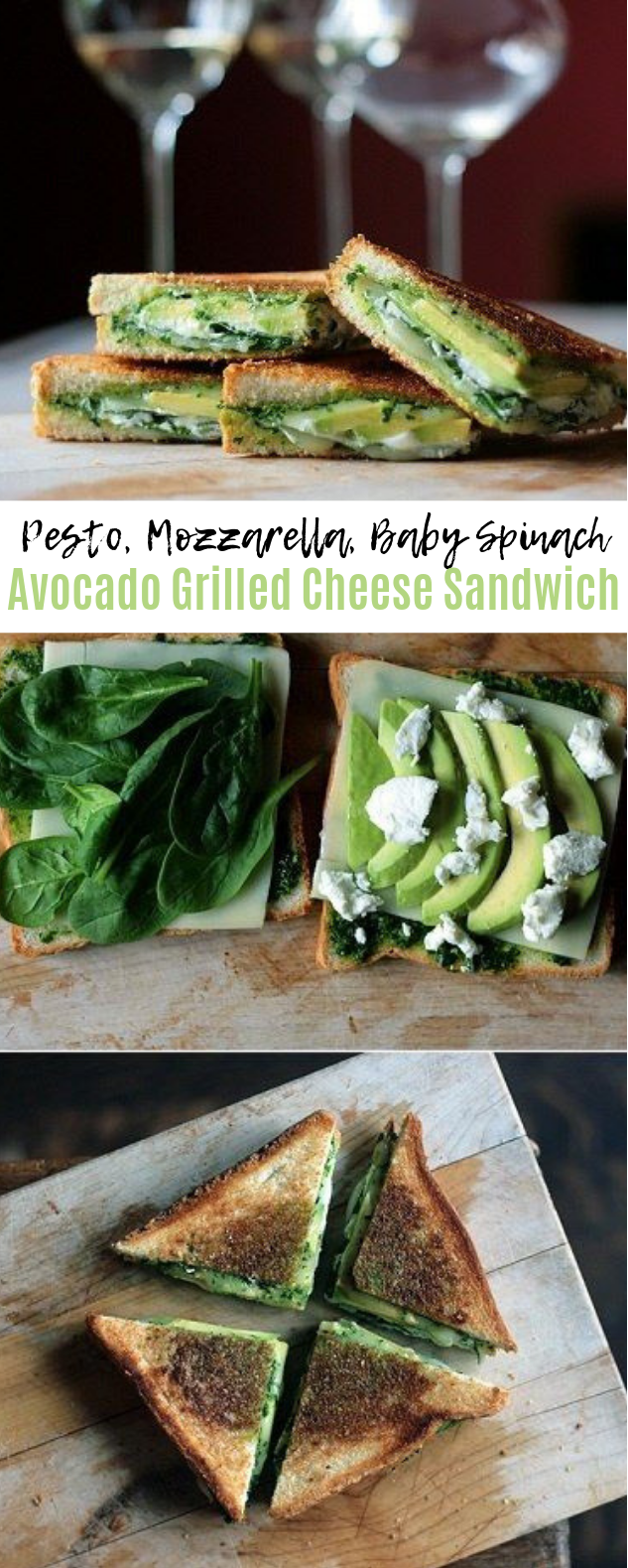 Pesto, Mozzarella, Baby Spinach, Avocado Grilled Cheese Sandwich lunch