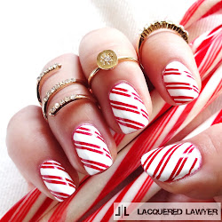 cane candy nail holiday lane nails festive beauty peppermint paint polish painting holidays lawyer lacquered cream