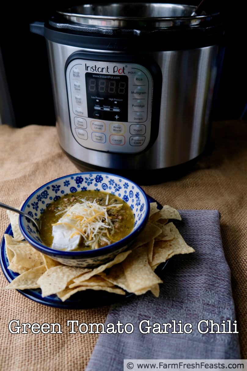 Farm Fresh Feasts Green Tomato Garlic Chili in the Instant Pot® or