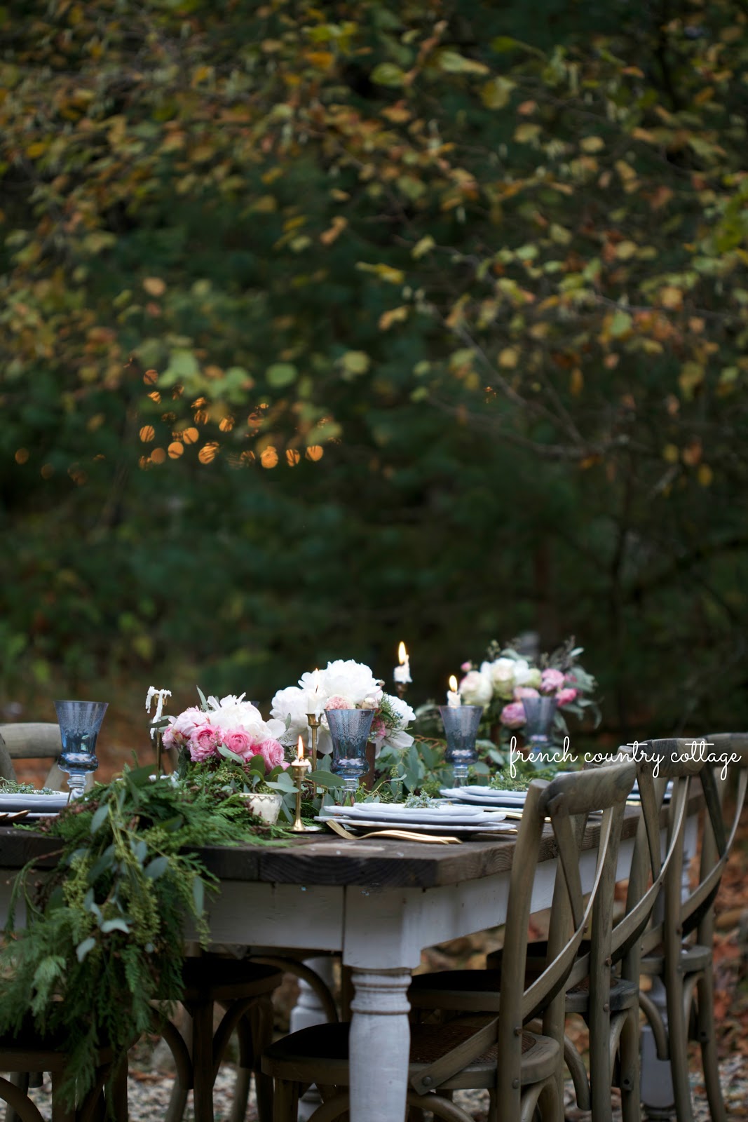 Romantic Outdoor Christmas Table Setting FRENCH COUNTRY COTTAGE