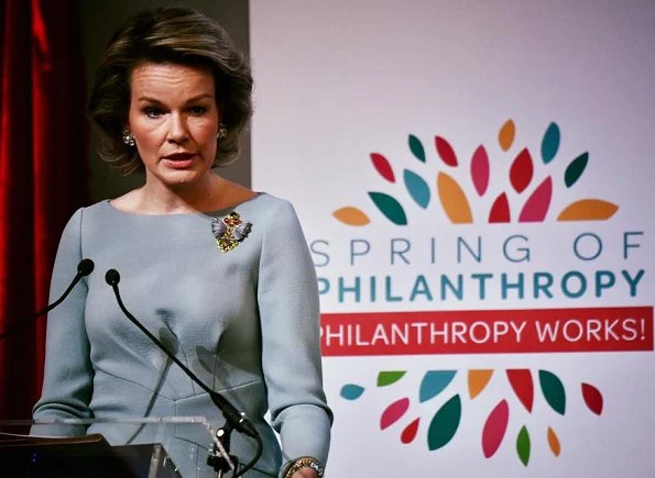 Queen Mathilde attends the opening session of the Spring of Philanthropy at the Concert Noble in Brussels. King Baudouin Foundation