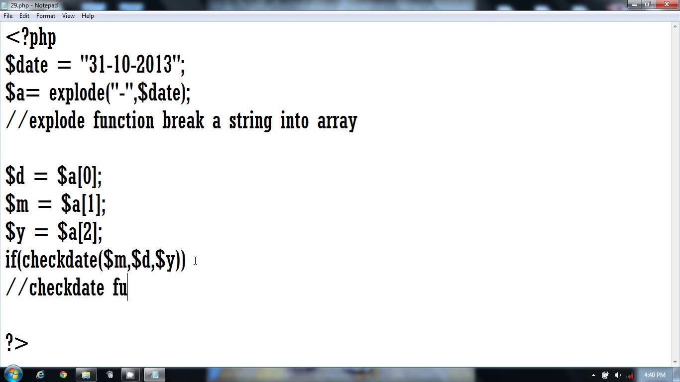 Utilizzo della funzione Explode in Php