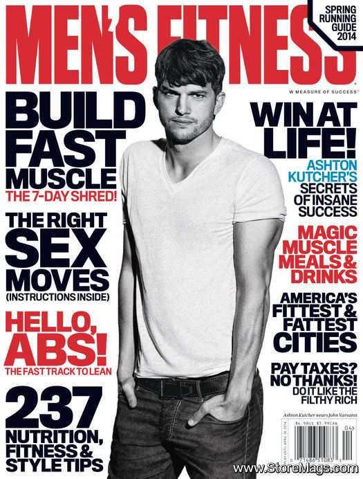 Ashton Kutcher is the hot hunk on the cover of Men's Fitness US April 2014