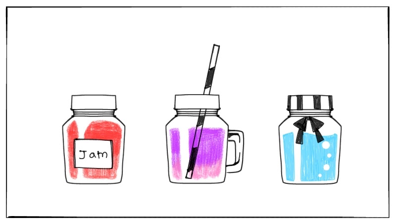 ジャム・ジュースなどのおしゃれなガラス瓶のイラストの描き方