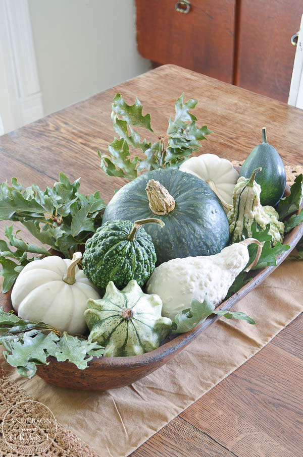 Create a simple fall centerpiece with gourds and pumpkins.  |  www.andersonandgrant.com