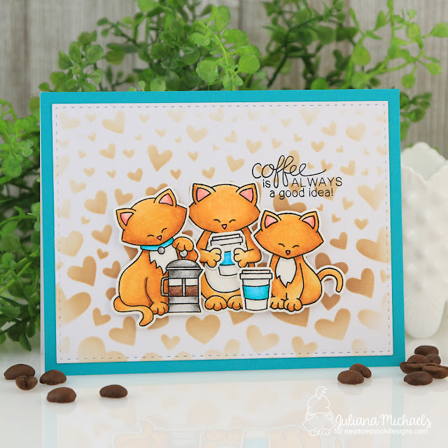 Coffee Card by Juliana Michaels featuring Newton's Nook Designs Stamps and Stencils