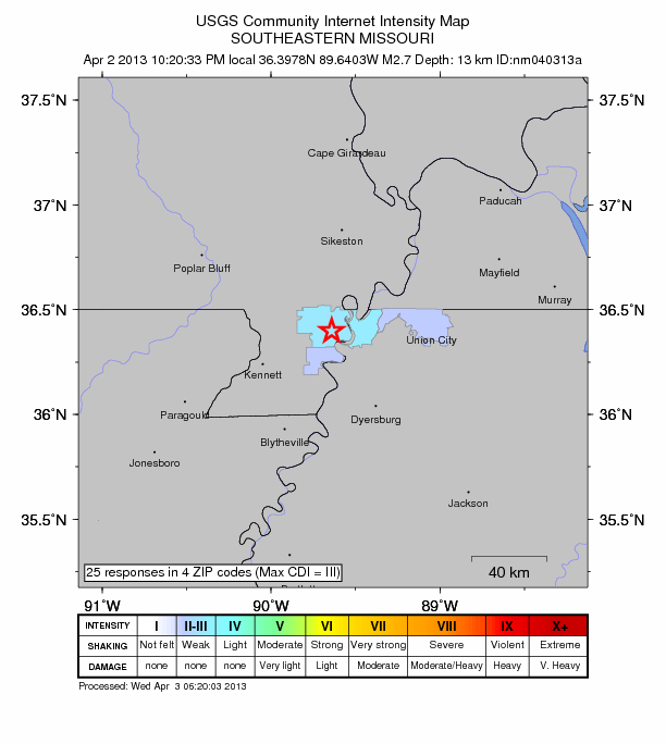 Sciency Thoughts Earthquake in southeast Missouri.