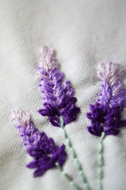 Lavender embroidery pincushion by Anorina Morris of sameliasmum.com