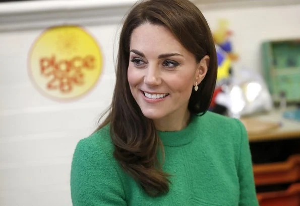 Kate Middleton wore Eponine London green dress, L.K. Bennett Marissa boots, KIKI McDonough Lauren earrings