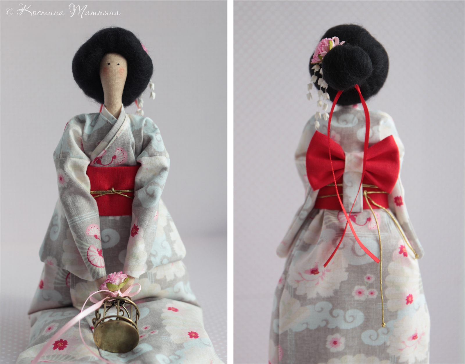 tilda japanese in kimono, тильда в кимоно, springtime
