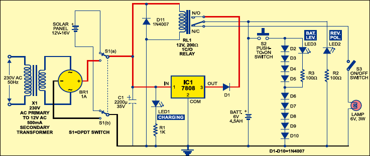 Solar Lighting System Circuit Diagram