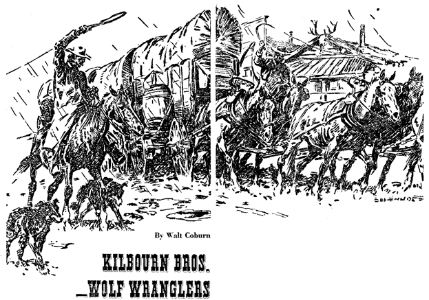 Illustration for Kilbourn Bros. - Wolf Wranglers by Walt Coburn in Western Story Annual, 1948