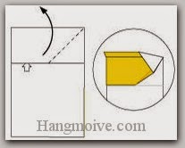 Bước 5: Từ vị trí mũi tên, mở lớp giấy, kéo và gấp lớp giấy lên trên.