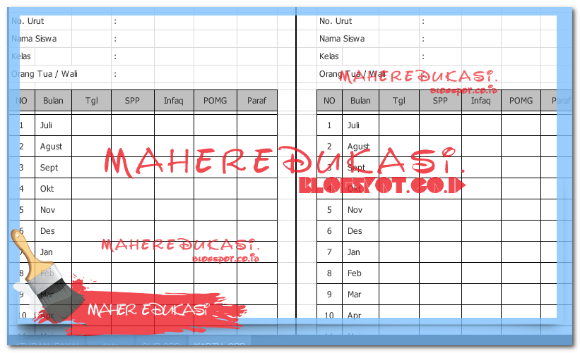 Contoh Kartu Iuran Paud Format Excel Maher Edukasi