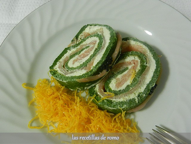 Tronco de espinacas y salmón