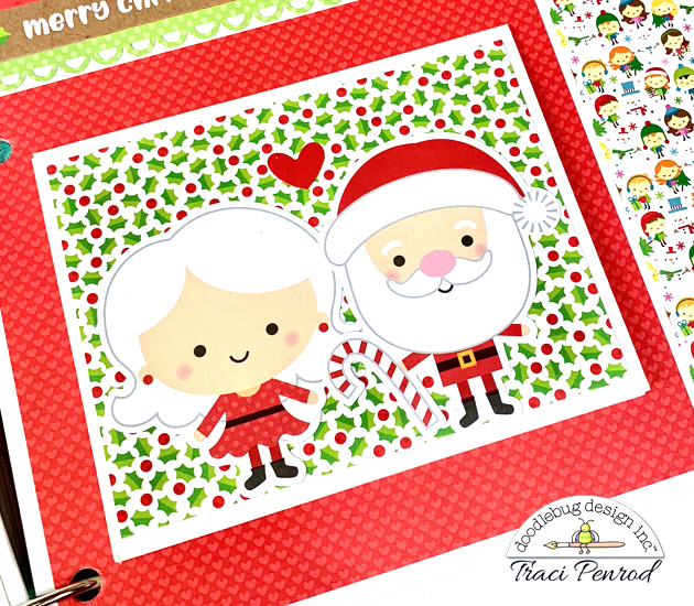 Doodlebug Christmas Town Scrapbook page with Mr. & Mrs. Santa Clause